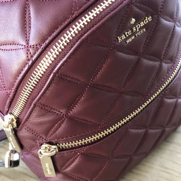 NWT Kate Spade Natalia Mini Convertible Cherrywood quilted leather cherry red - Picture 7 of 7